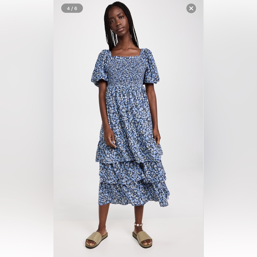 English Factory Blue Floral Midi Dress